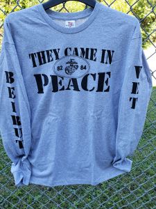 Shirt- Beirut Vet They Came In Peace GRAY Long Sleeve T Shirt US MADE